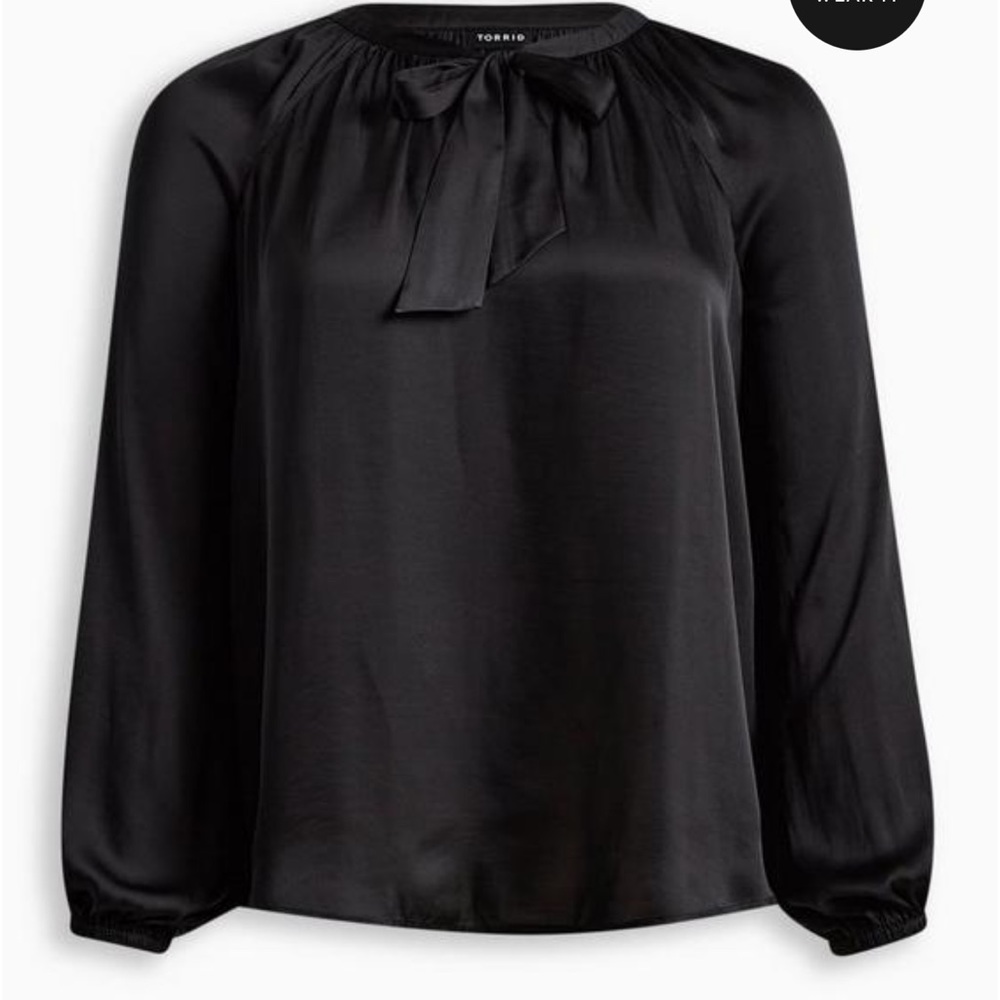 Torrid Satin-Tie Front Peasant Blouse
